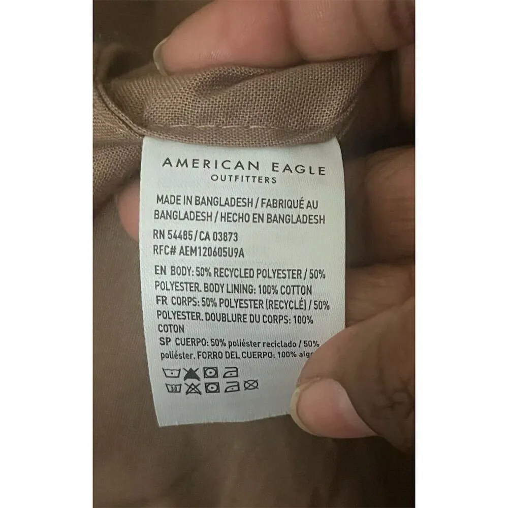 American‎ Eagle Teddy Bear Oversized Sherpa Fleece Jacket M Taupe Brown Size M - Image 5