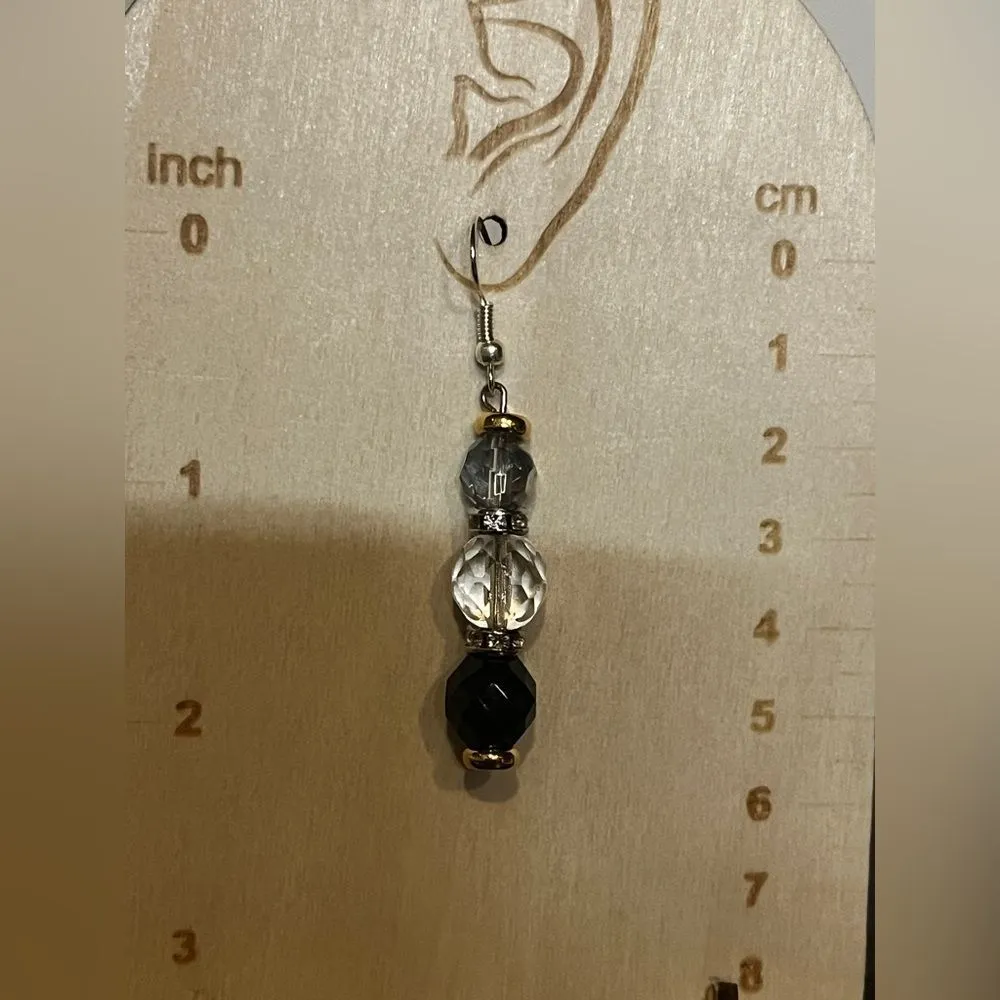 Kelly & Katie Black, Clear & Solid Beaded Dangle Earrings - Image 4