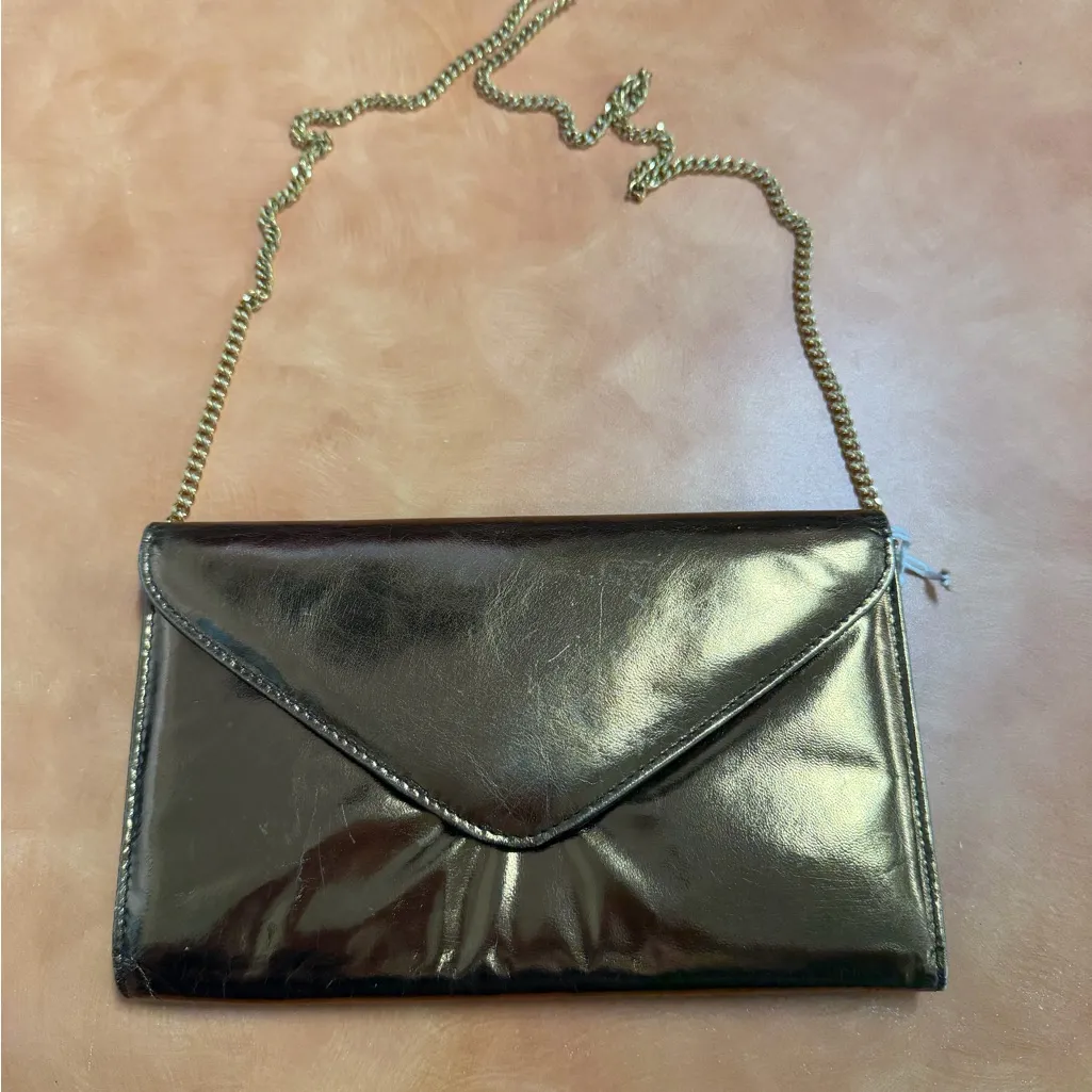 Andrew Geller Vintage  Glossy Gold Envelope Clutch - Image 3