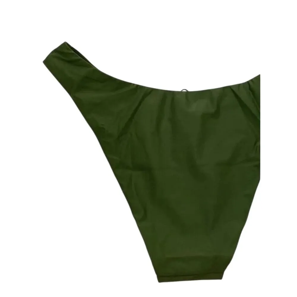 NWT J. Crew Curved Waist Cheeky High Leg Cut Bikini Swim Bottom S Safari Green - Image 5