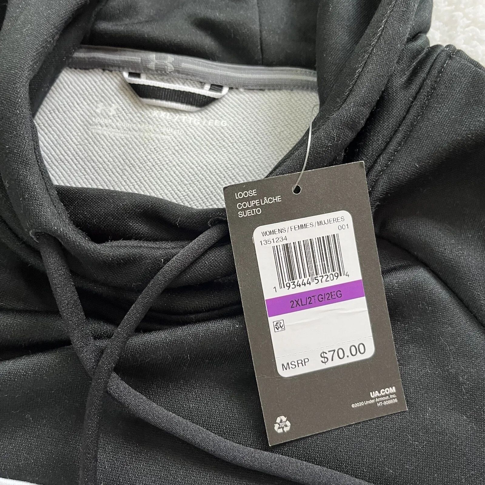 Under Armour Women's Sz 2XL White Black Gray Hoodie Pullover Sweatshirt Athletic - Image 5