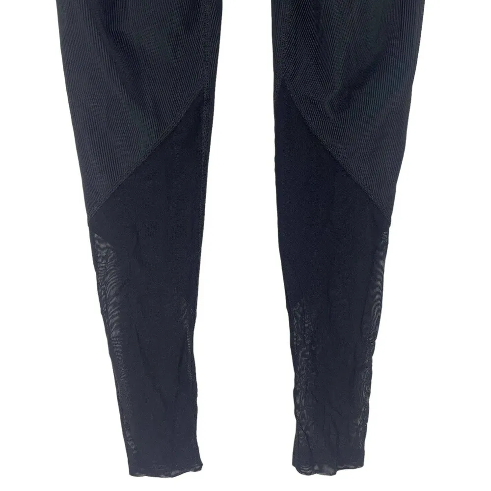 Beach Riot Lauren Black Ribbed High Rise Legging Size Medium Mesh Stretch Yoga - Image 13