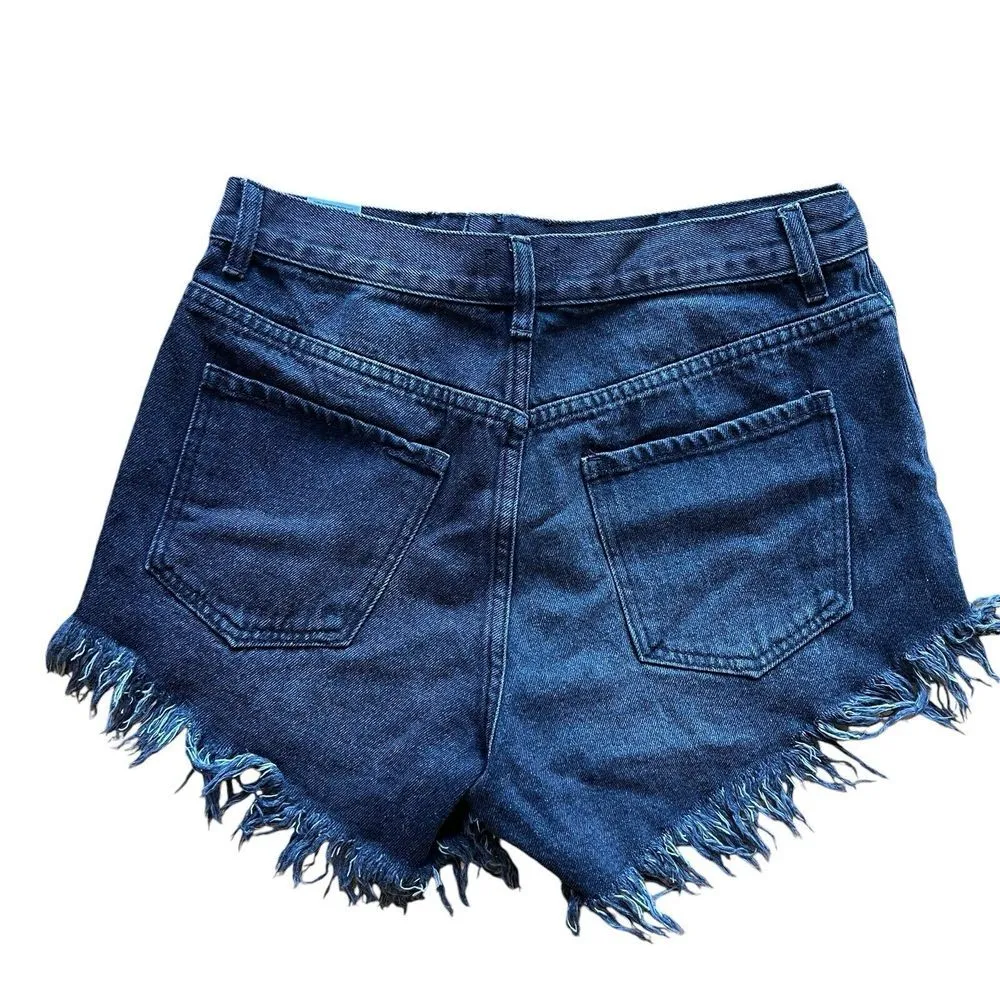 Simple society WOMEN MUSHROOM PRINT SIZE 28 Black Red High Rise Denim Distressed - Image 2