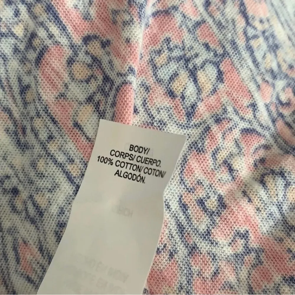 Lucky Brand Pink and Blue 100% Cotton Tile Print Relaxed T-Shirt Size Small - Image 6