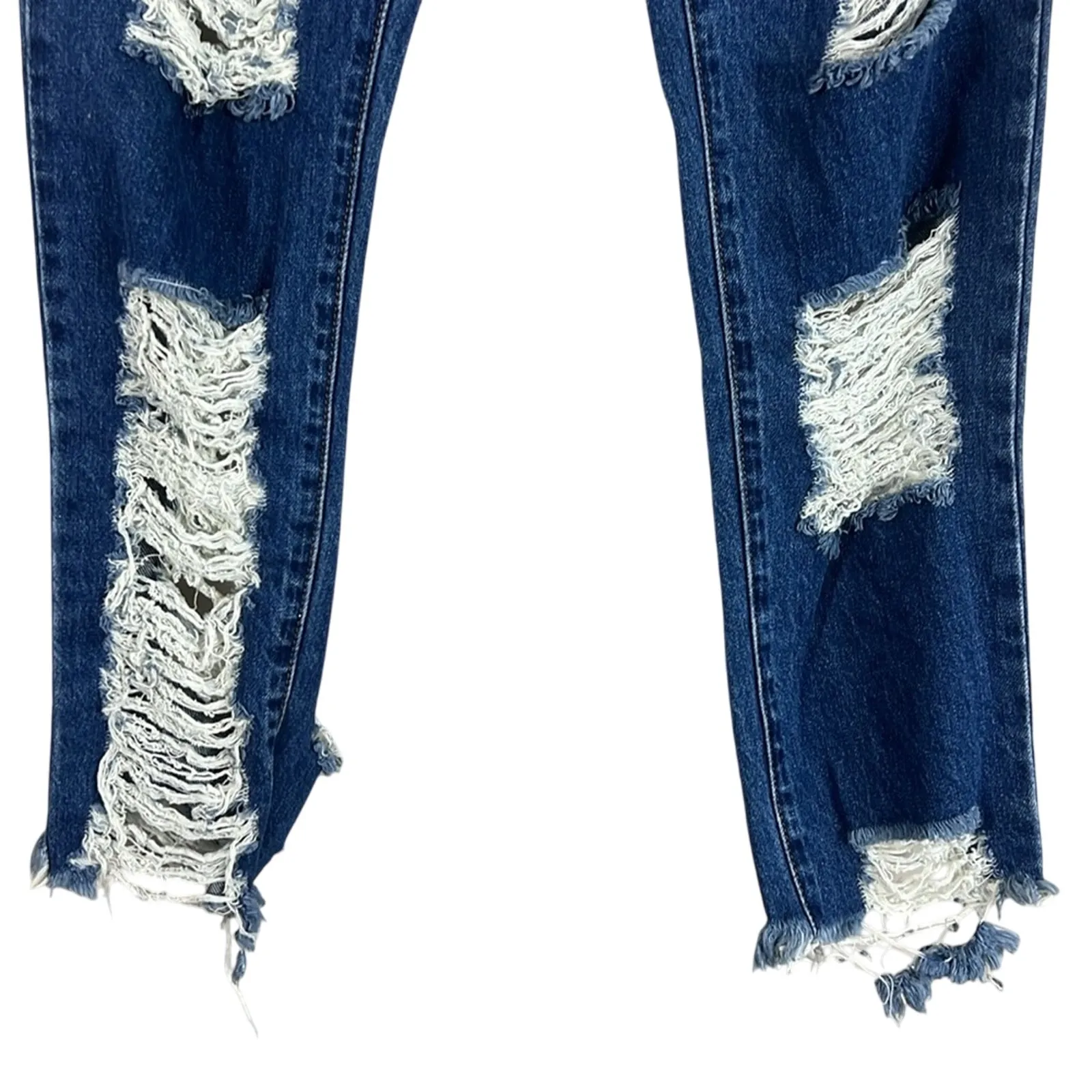 American Bazi Jeans Juniors 9 Dark Wash High Waisted Distressed Straight Leg - Image 2