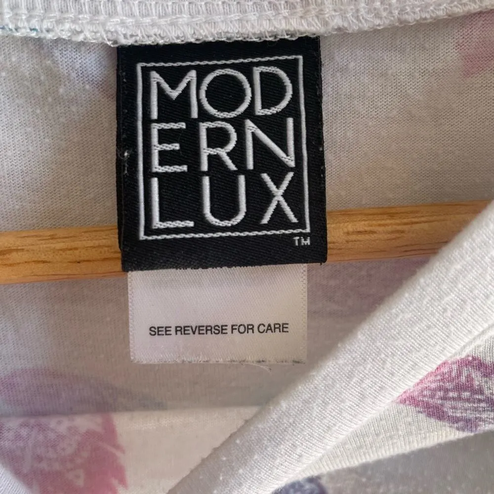 Modern Lux Top Women's Small White Cropped Feather Graphic Tee Crewneck - Image 3