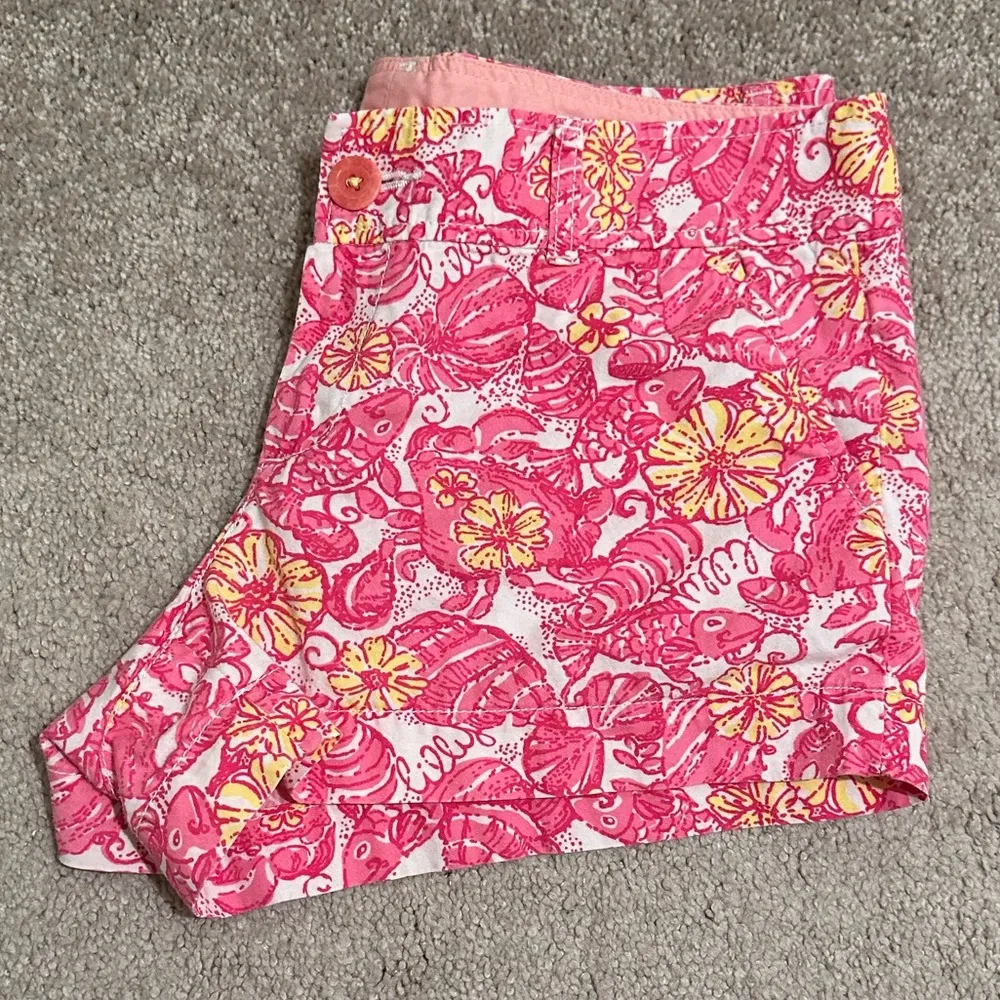 Lilly Pulitzer Walsh Short, Pink/Yellow Chum Bucket Pattern, Sz 8 - Image 3