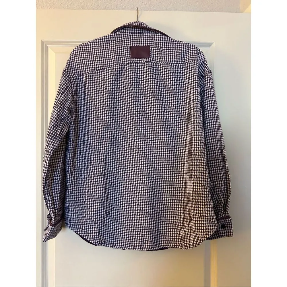NEW Houndstooth Shacket Jacket Long Sleeve Button Down Shirt XL Purple - Image 3