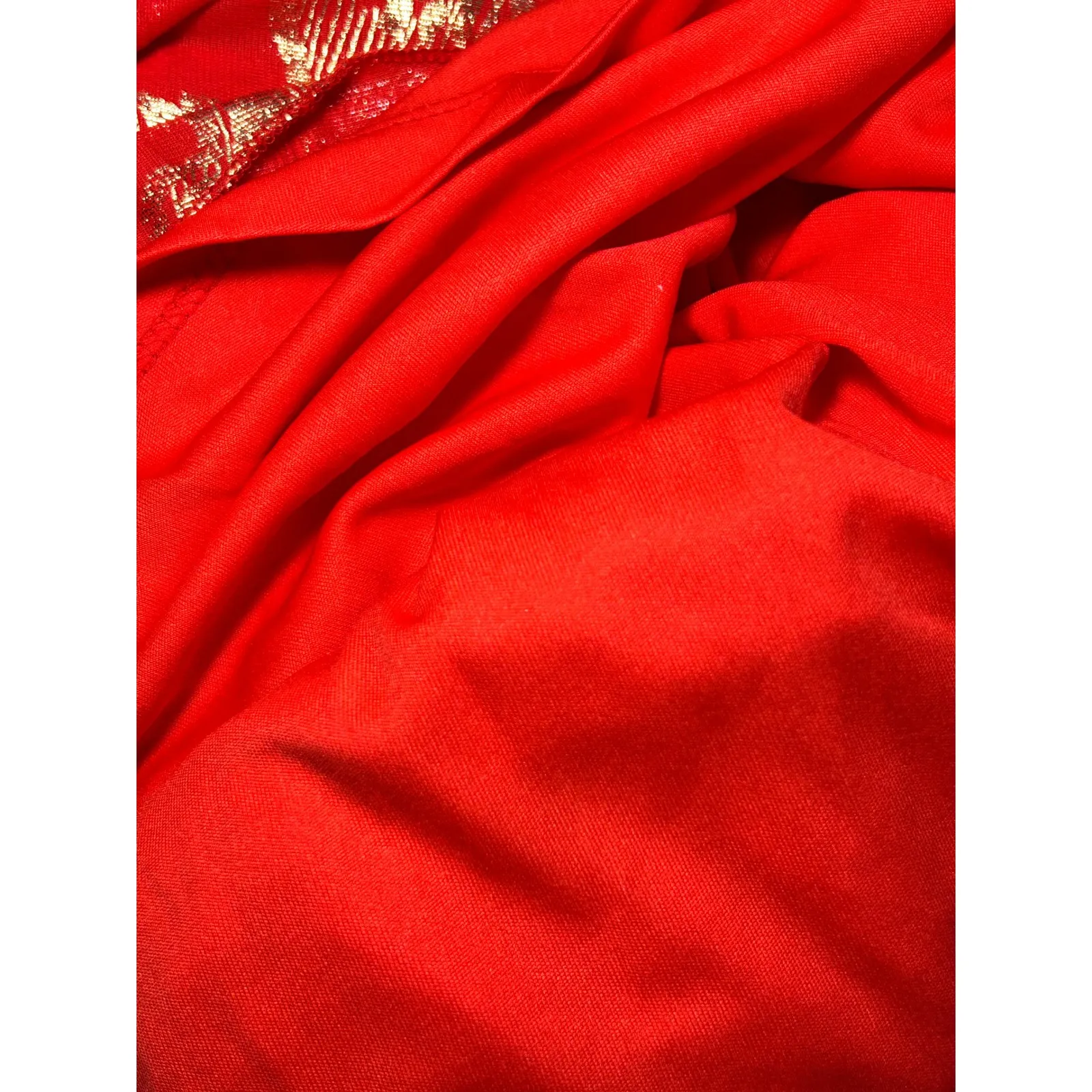 MSK Red Metallic Gold Pleated Halter Maxi Dress Women's 14 Formal Evening Gown - Image 6