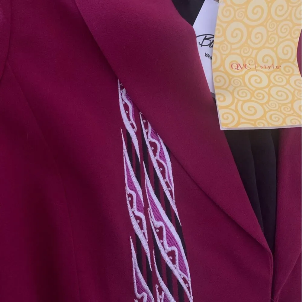 Bob Mackie pink beaded fringe blazer womens medium retro boho eccentric west tay - Image 6