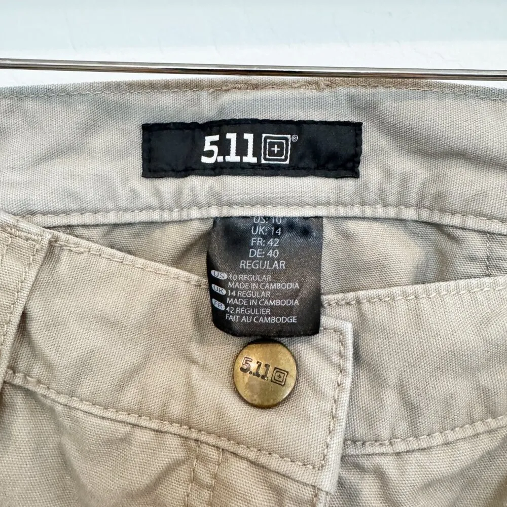 5.11 Tactical Cargo Utility Straight Leg Pants Work Outdoors Sporty Tan Size 10 - Image 7