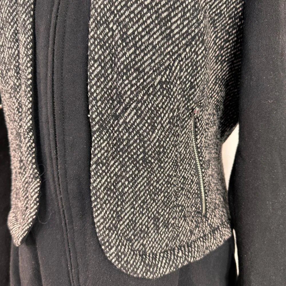 Guess Women's Wool Blend Tweed Moto Zip Pleated Jacket Size Large - Image 3