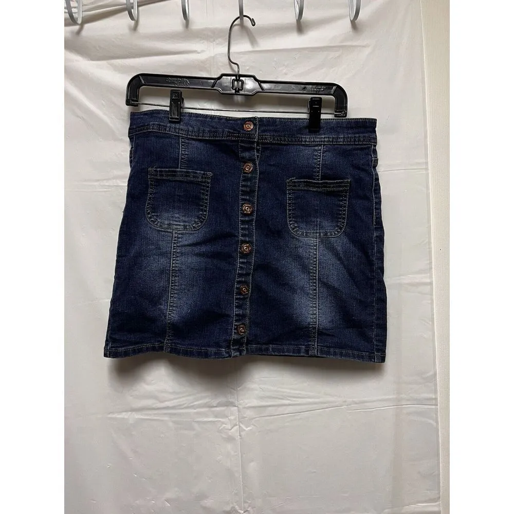 DHN) Red Camel Skirt Women's Size 11 30‎ Denim Jean Mini Juniors Blue - Image 2