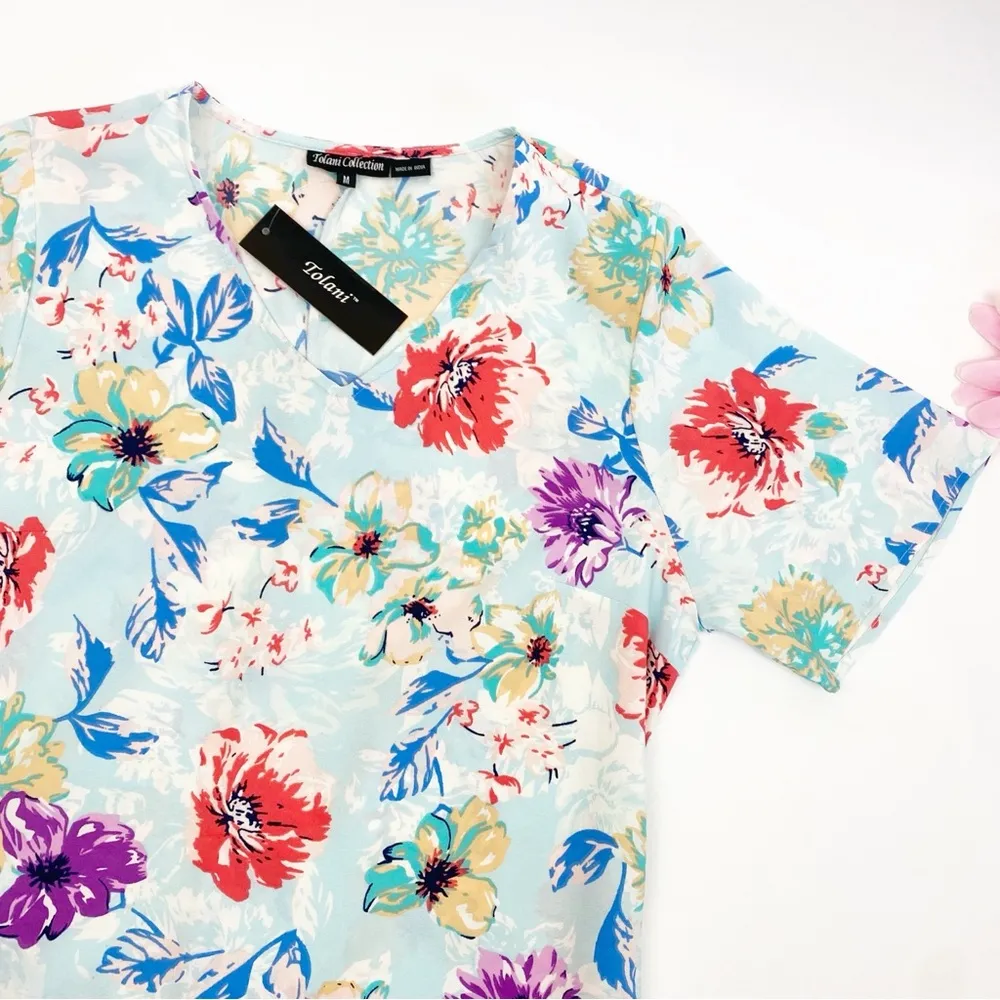 Tolani X Anthropologie Iggy V Neck Floral Print Midi Dress Ruffle Flounce Hem - Image 4