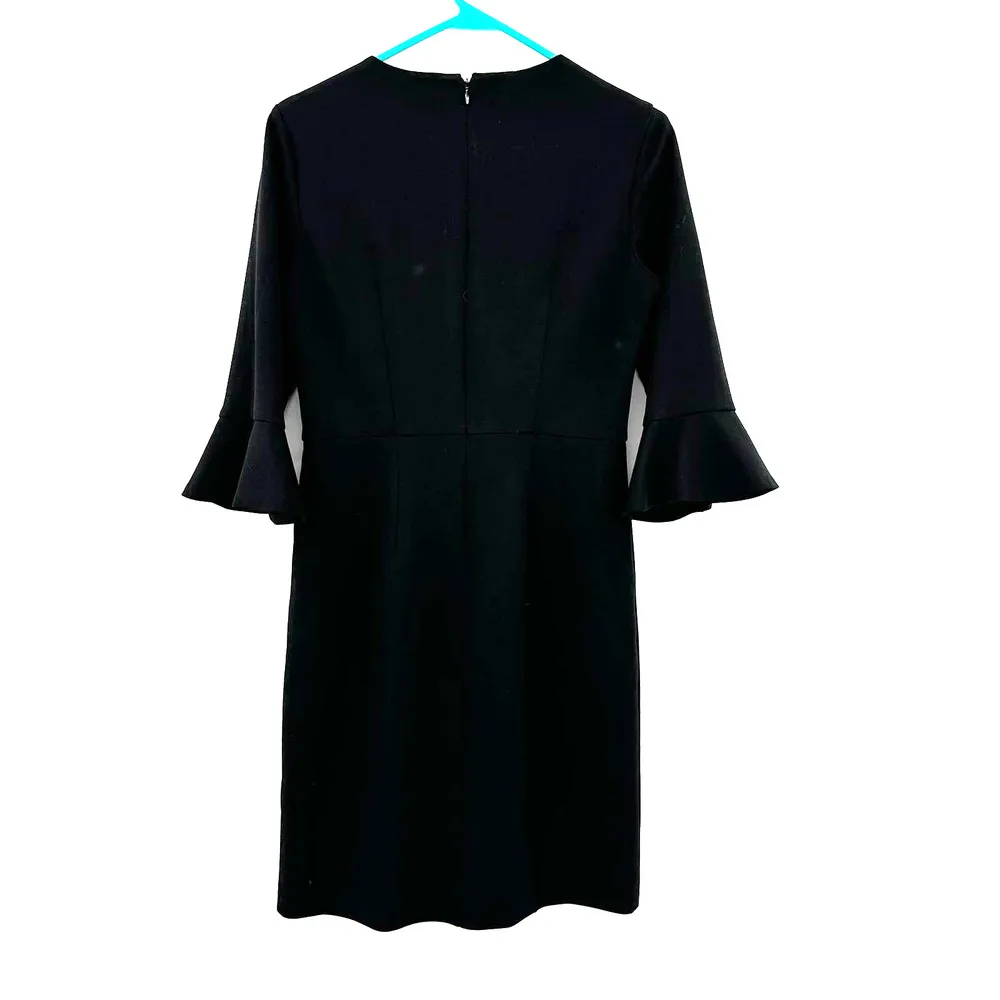 Donna Morgan size 4 Black fitted sheath dress bell sleeves hidden rear zip gabby - Image 2