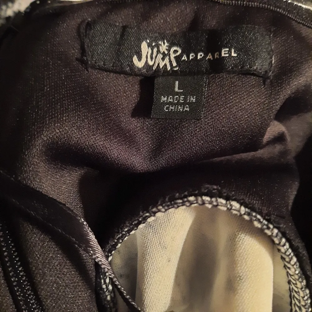 Jump Apparel Women's Large Strapless Bodycon Stretch Mini Dress Gray Print Zip - Image 6