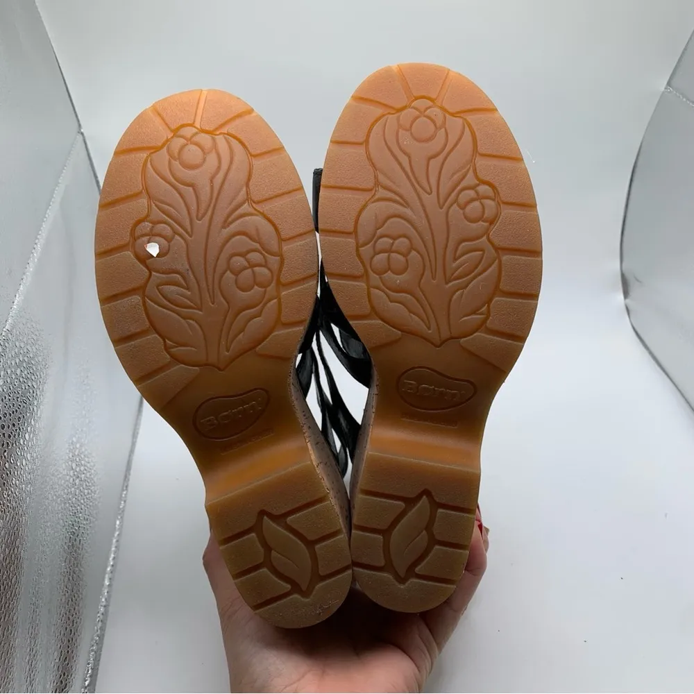 Born Bernese Strappy Cage Leather Strap Platform Cork Wedge Sandal SZ10 1299 Size 10 - Image 7