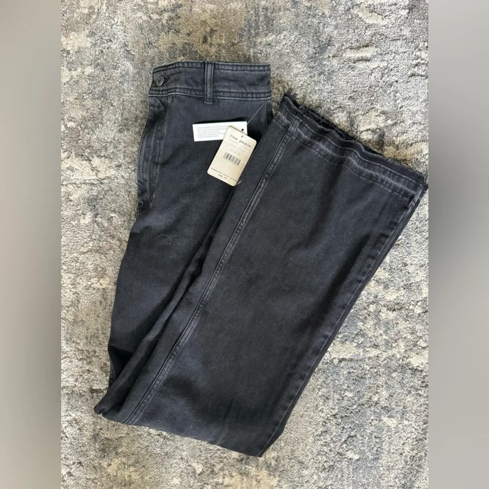 We The Free People Faded Black High Waist Bootcut Raw Edge Button Fly Jeans - Image 5