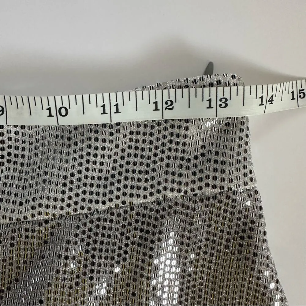 ZARA Silver Sequin Metallic Culotte Wide Leg Cropped Pants Women’s size Medium - Image 10
