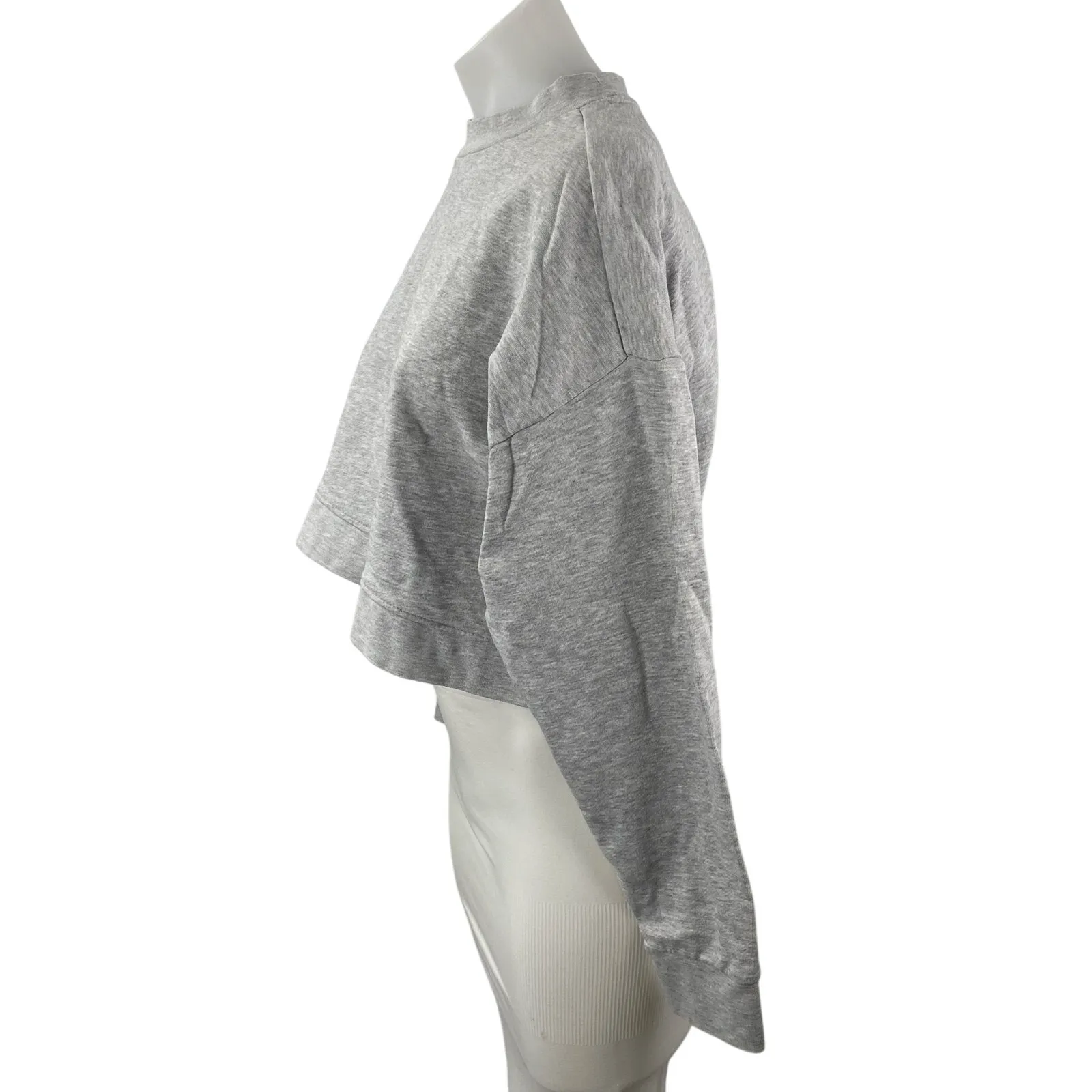 WeWoreWhat Women's Gray Long Sleeve Crew Neck Boxy Cropped Sweatshirt Top Sz M - Image 3