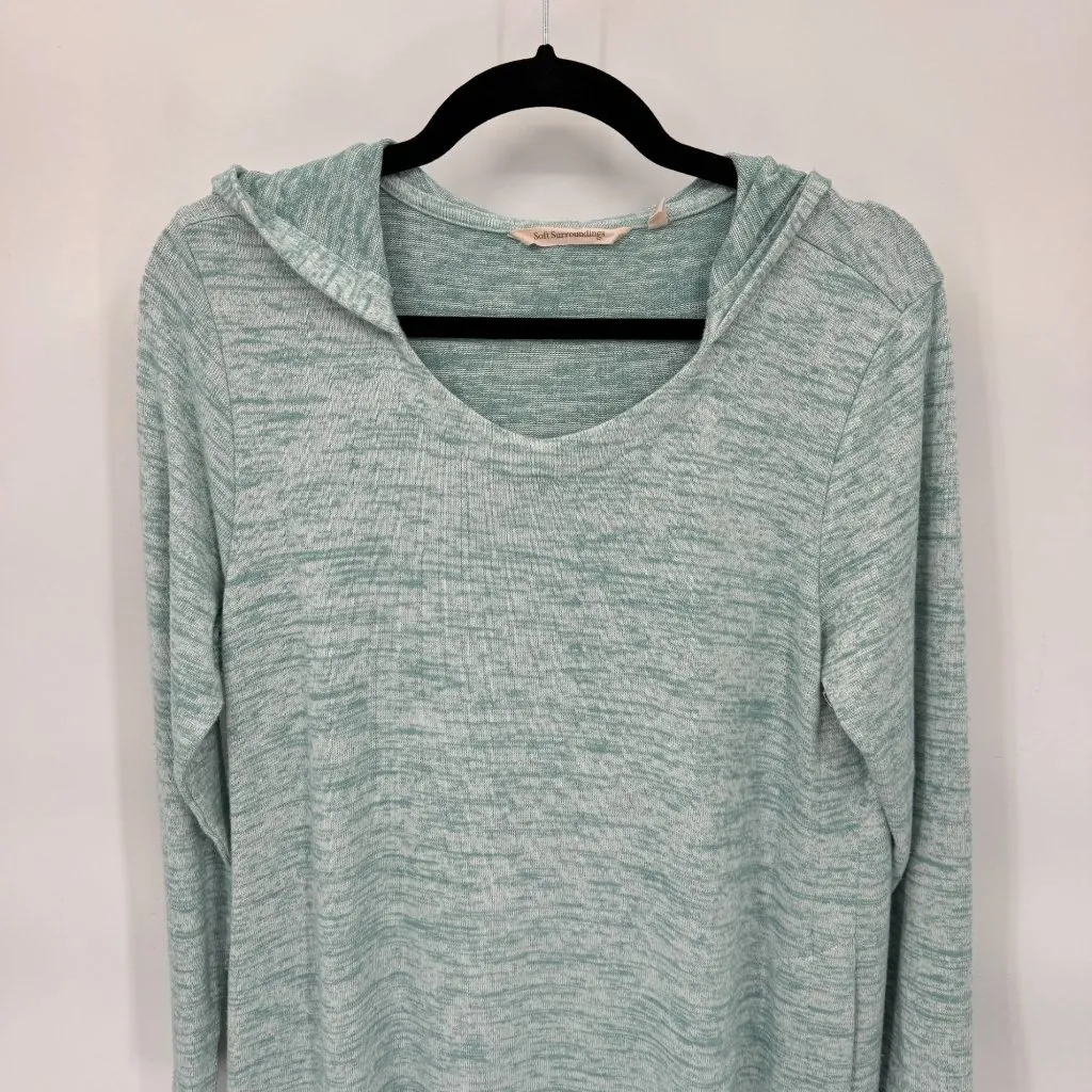 Soft Surroundings Sweater Dress Womens Petite Large Blue Polyester Cotton Hood - Image 2