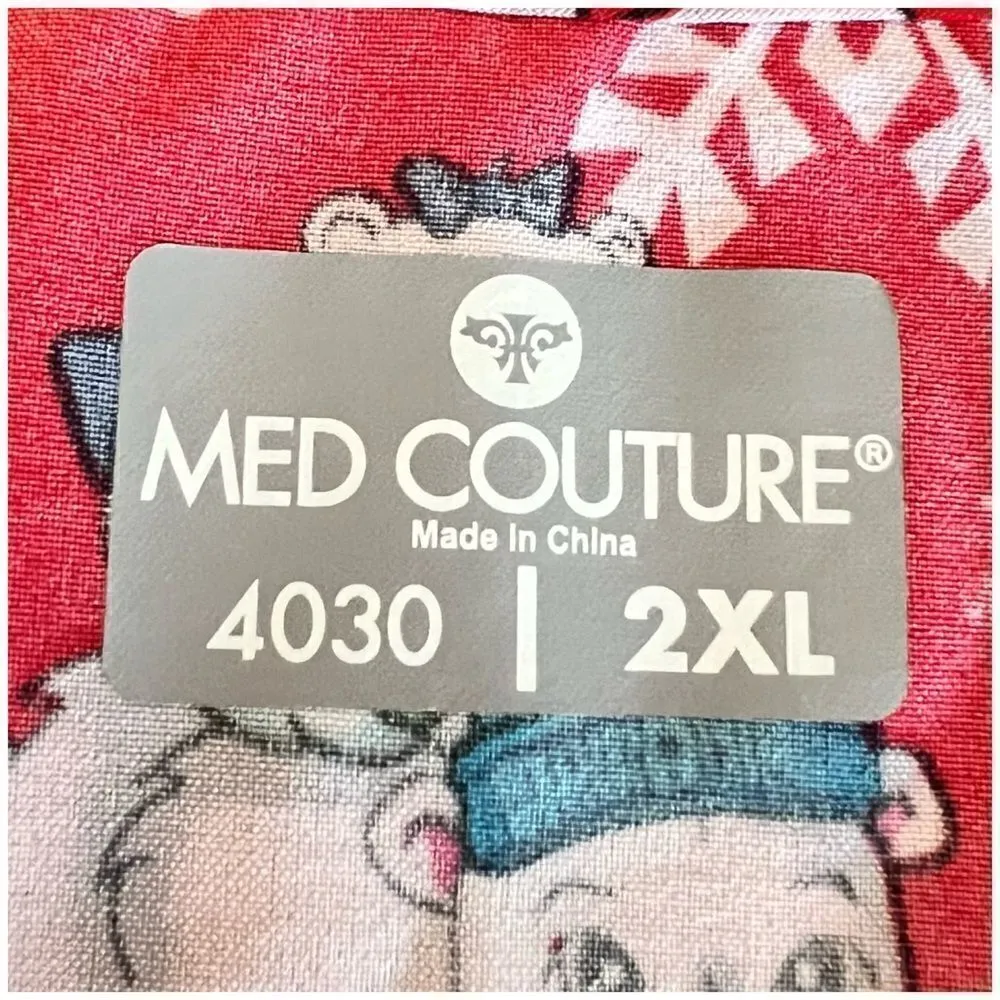 NEW Med Couture Christmas Holiday Scrub Top - Image 7