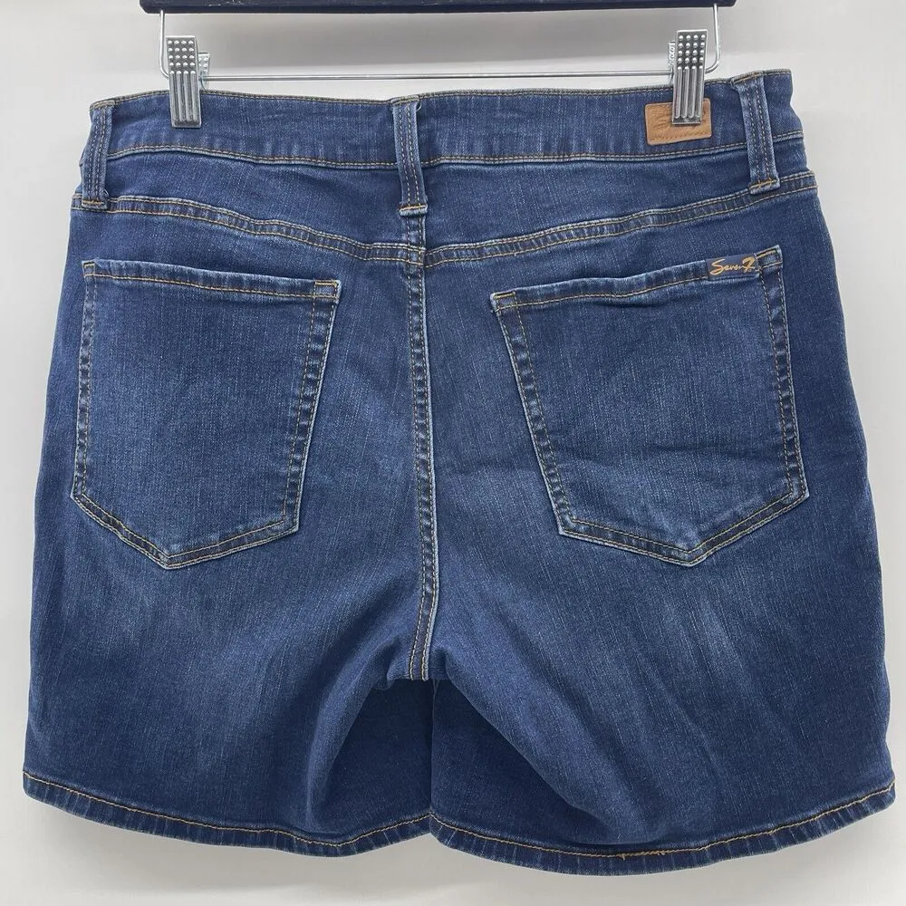 Seven7 Size 12 Weekend Shorts Denim Rolled Cuffed Women's Long Bermuda Stretch - Image 4