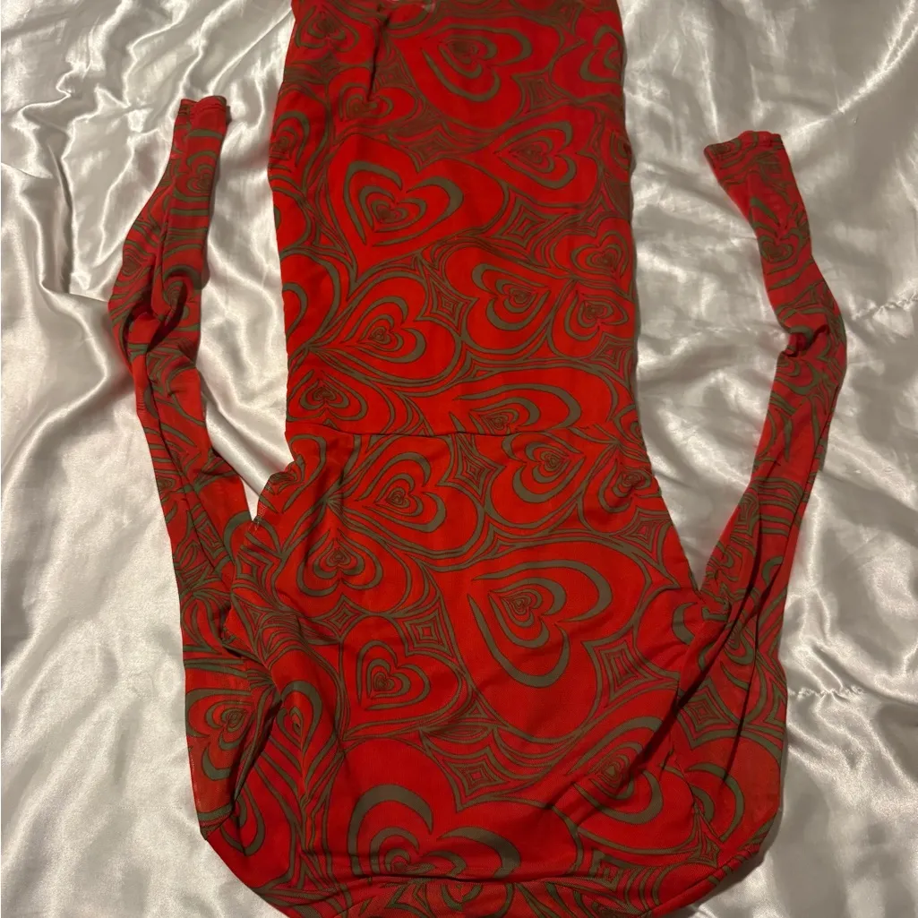 Lisa Says Gah Red and Green Swirl Dress - Image 6