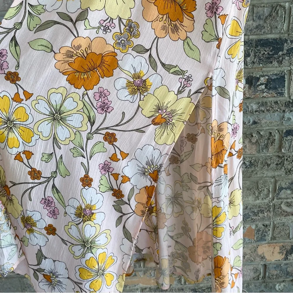 Liberty Love NWT Boutique Pink Floral Long Tie Kimono Medium - Image 4