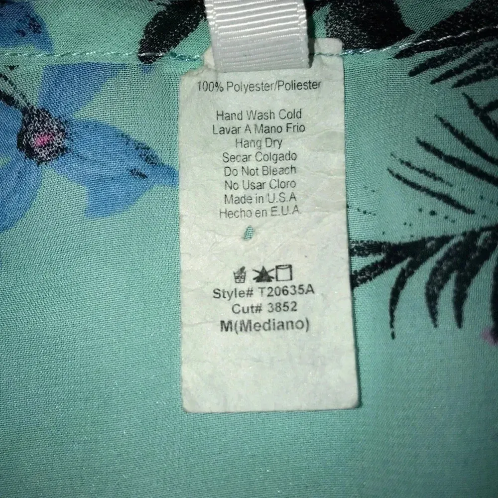 MINIMI kimono floral print short sleeve side splits swim cover boho NEW size M Blue Size M - Image 5