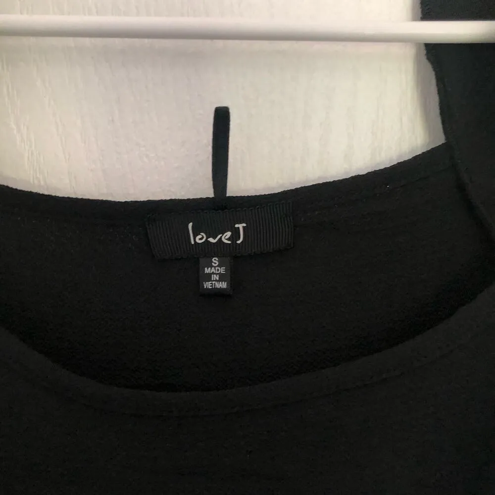 Love J Women's Cold Shoulder Casual Top‎ Ruffle Round Neck Black Size Small - Image 8