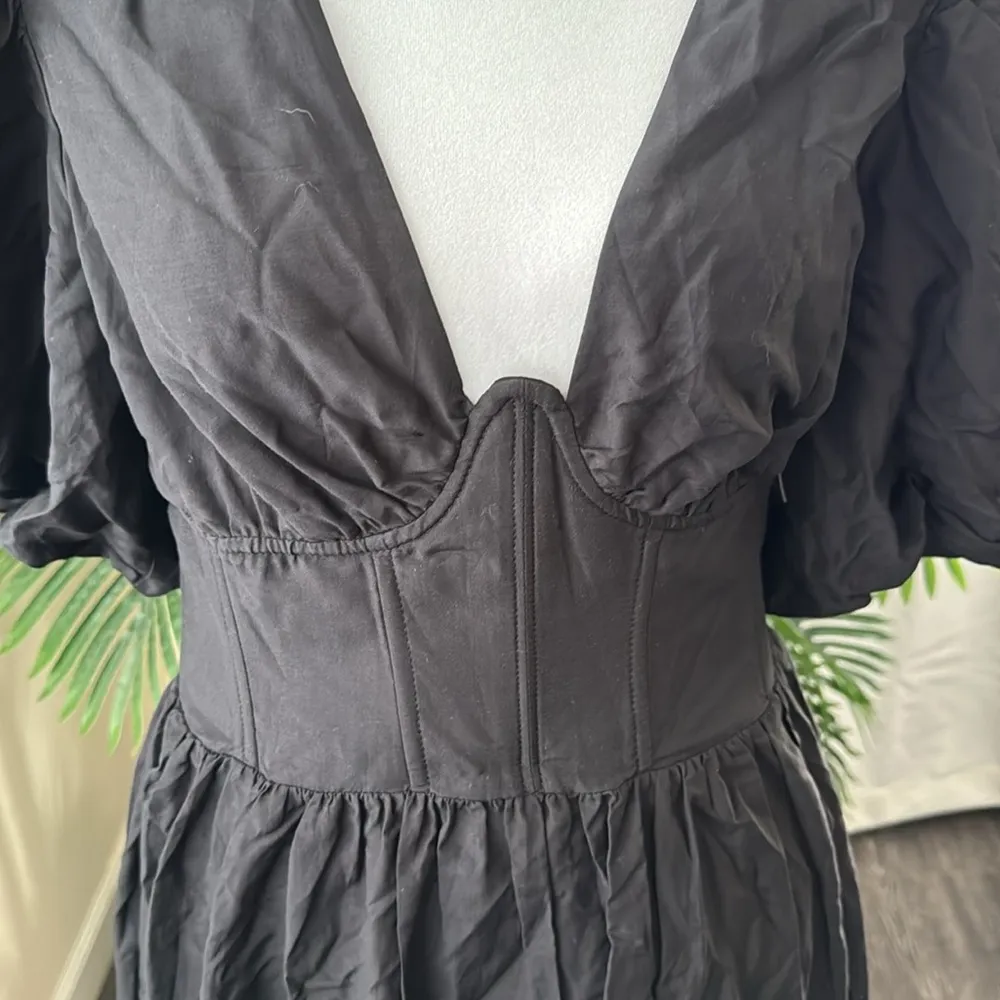 Farm Rio Puff Sleeve Open Back Midi Dress In Black Size SZ Medium, $289 - Image 13