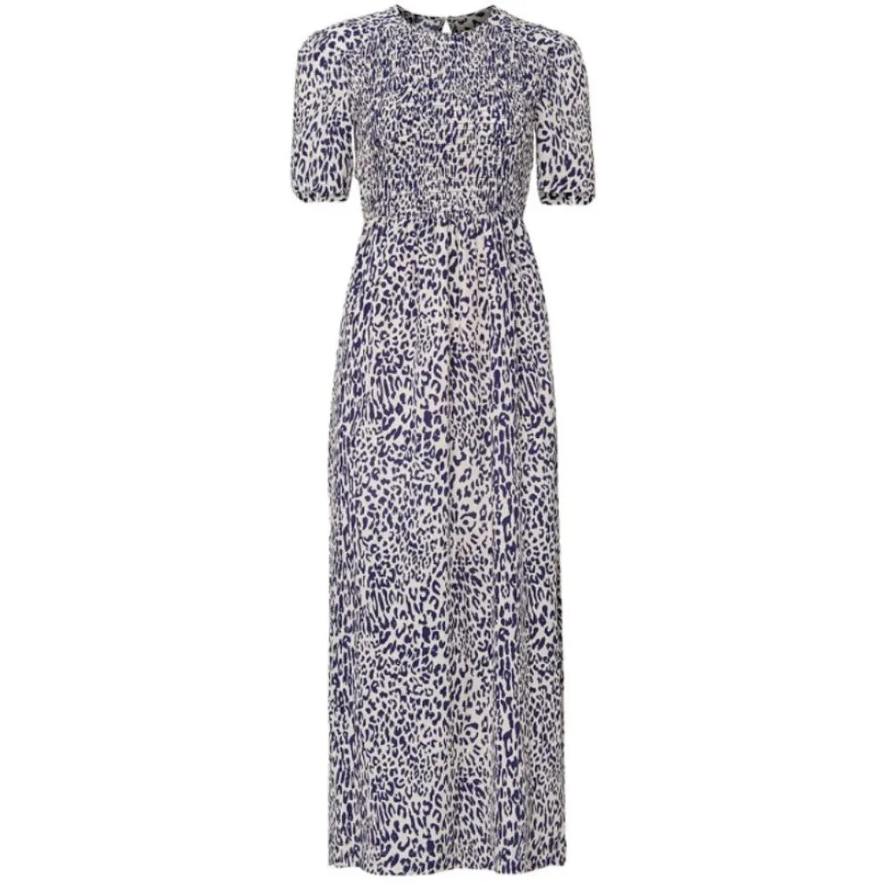 Baum und Pferdgarten ADAMARIS Blue White Leopard Silk Smocked Maxi Dress Size 36 - Image 4