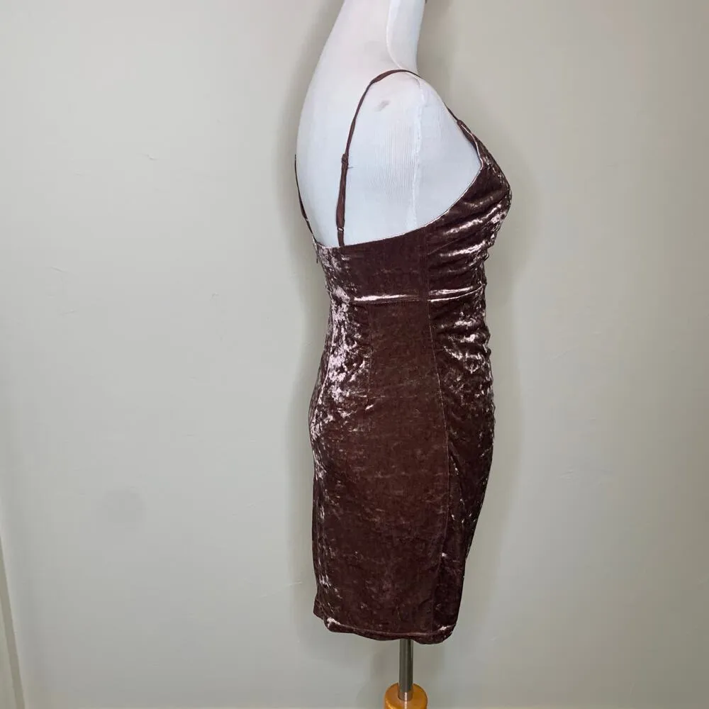 Champagne Metallic Velour Dress Wrap BodyCon Small - Image 3