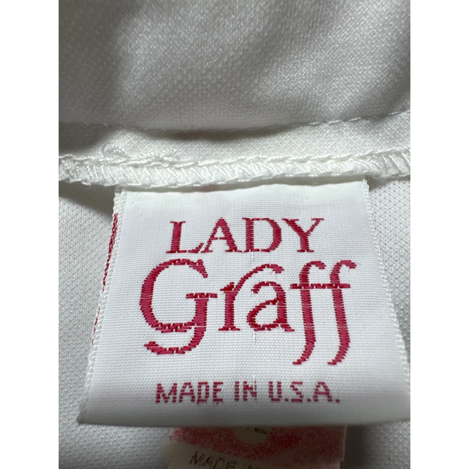 Lady Graff White V Neck Embroidered Rose Short Sleeve Top Made in USA Size 10 - Image 3