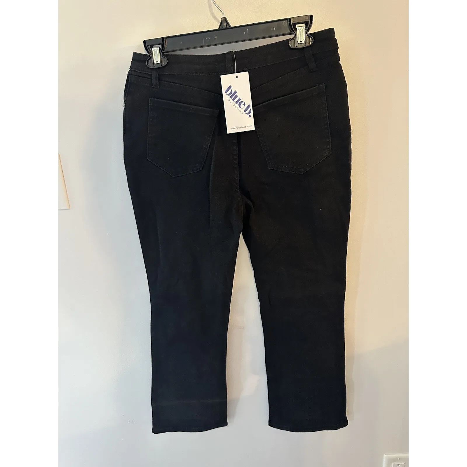 Blue B Collection Black Cropped Jeans Rhinestones Womens Size Large Stretch NEW - Image 2