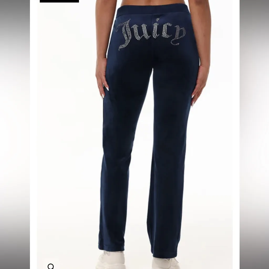 Juicy Couture Black Velour Tracksuit sweat suit sets velvet crystal embroidery - Image 7