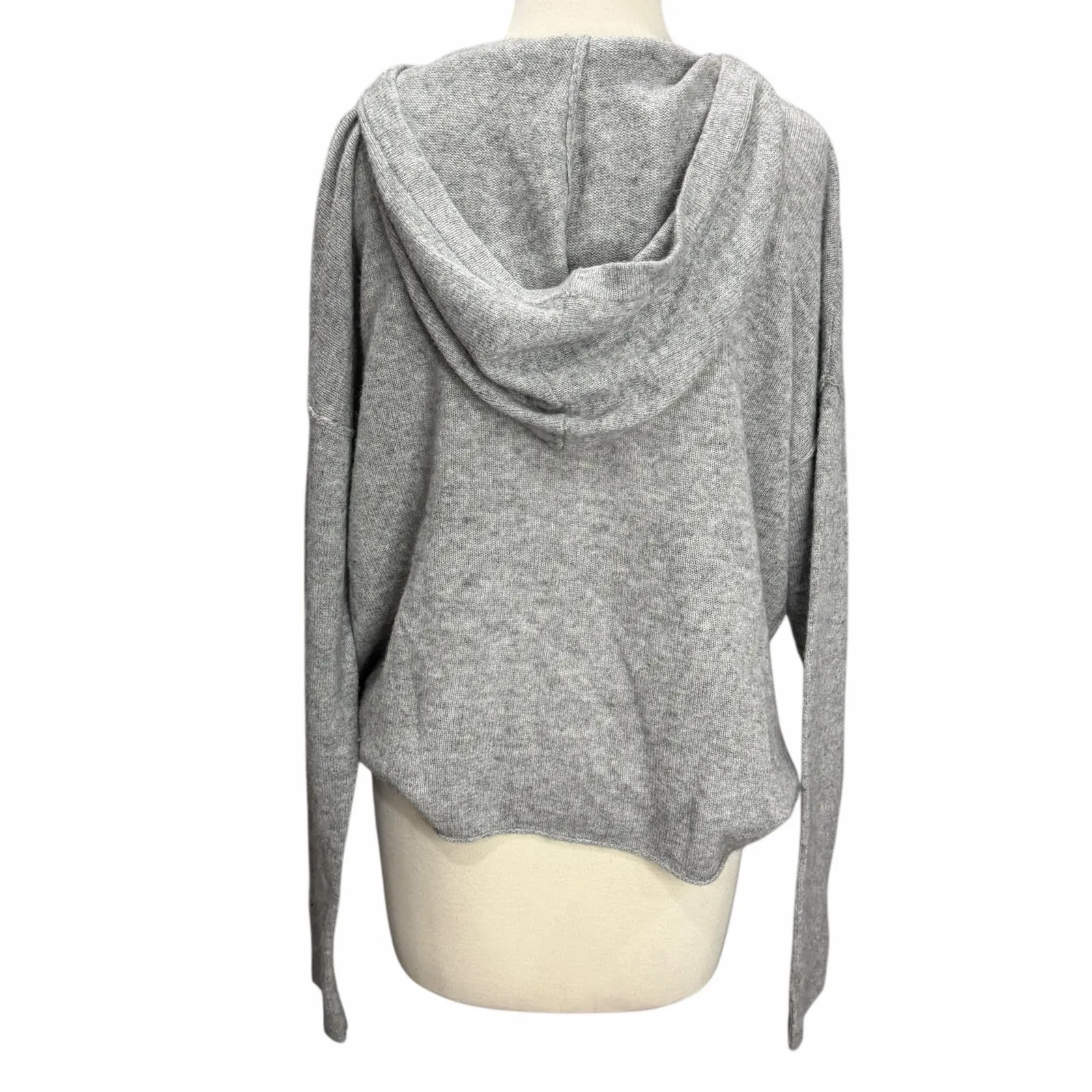 Rails Dakota Hooded Knit Sweater Women L Heather Grey Lace Up Cashmere Cozy Soft - Image 6