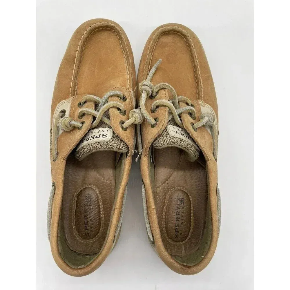 Women's Sperry Top Sider Rosefish Boat Shoes Leather/Linen / Oat. Women Sz 7.5‎ - Image 4