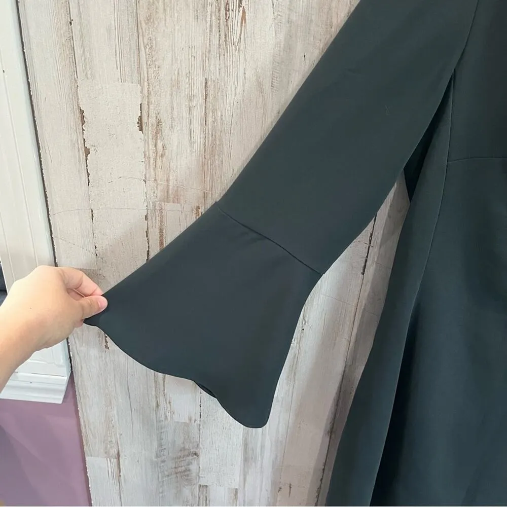 Amanda Uprichard Green Bell Sleeve Mini Dress V Neck Wedding Guest - Image 2