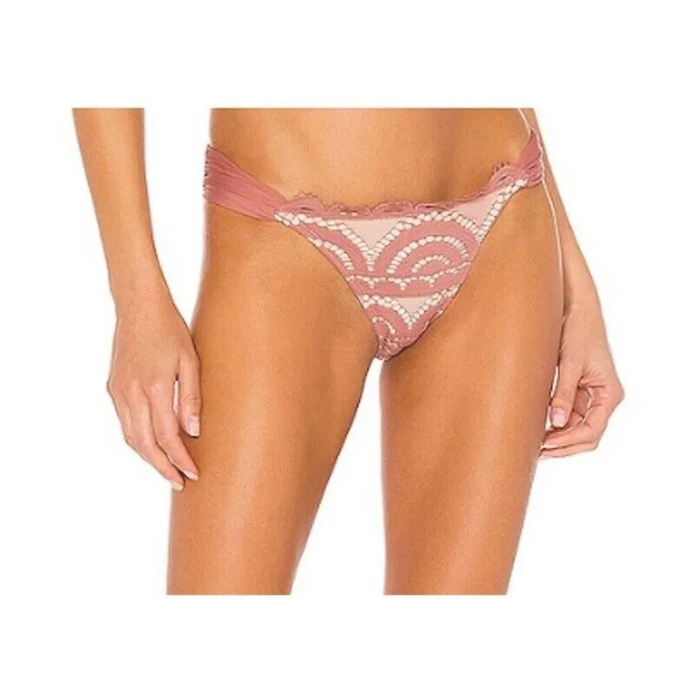 New.  Pilyq dusty rose lace bralette bikini set. D-cup/L-teeny - Image 3