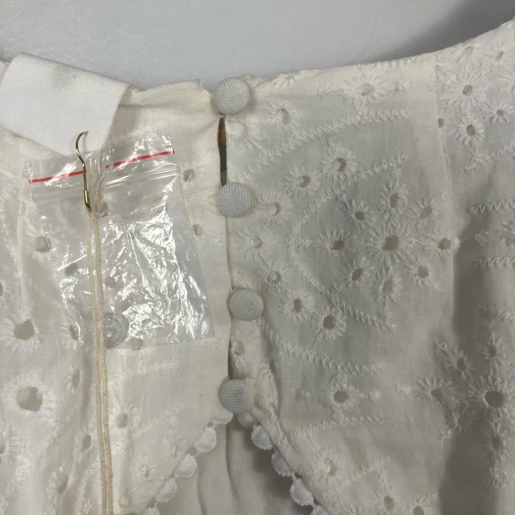 By together Anthropologie Collection Off White Eyelet open back mini dress M - Image 11