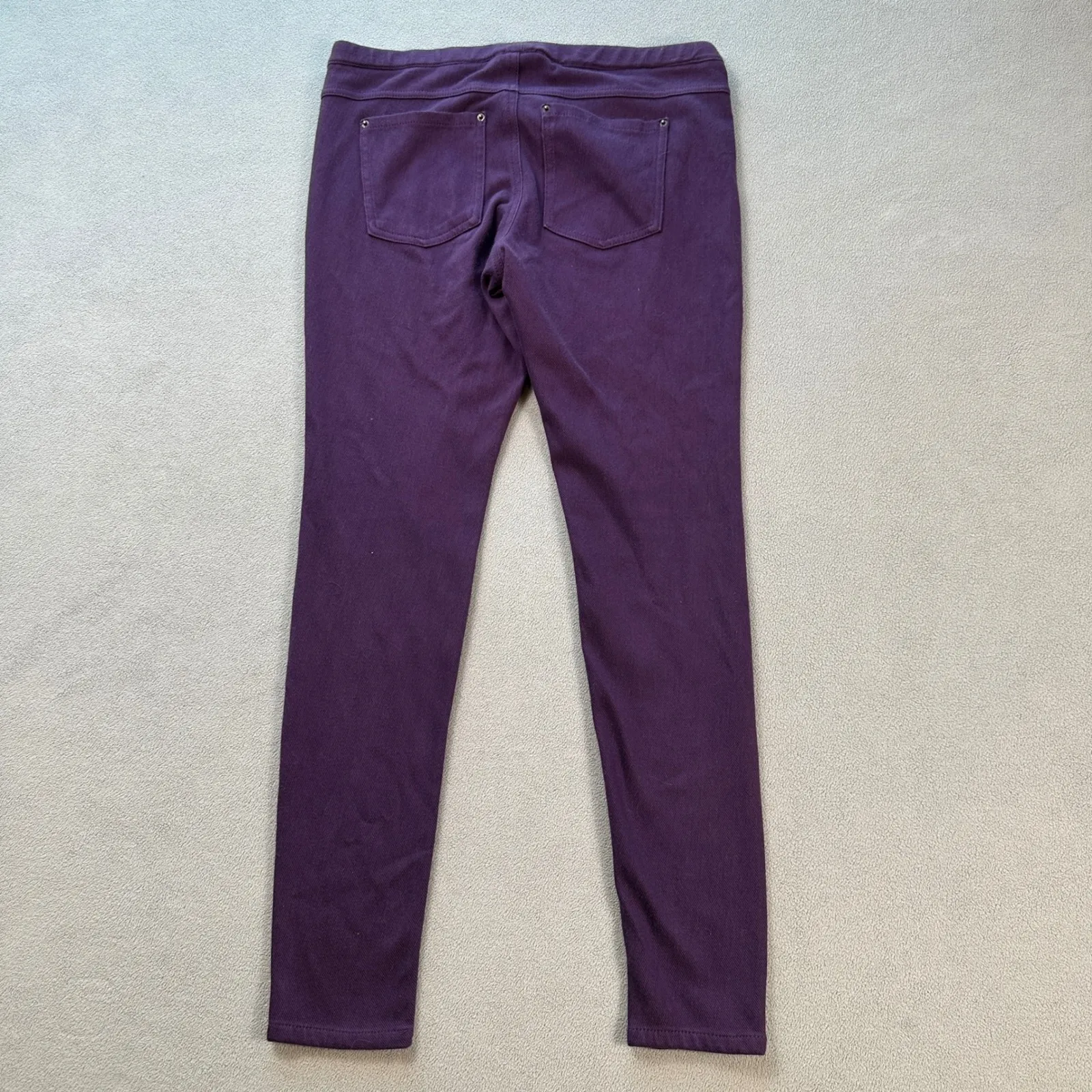 Hue Womens Pants Leggings Stretch Purple Slim Fit Size L Skinny Mid Rise Solid - Image 2