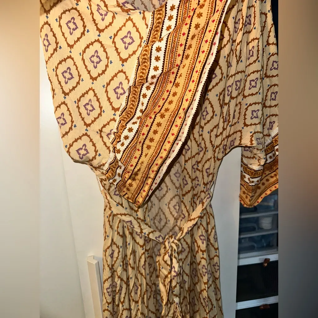 NWOT Ces Femme RUFFLE SLEEVE MULTI PRINT KIMONO 3/4 Sleeve Brown - Image 8