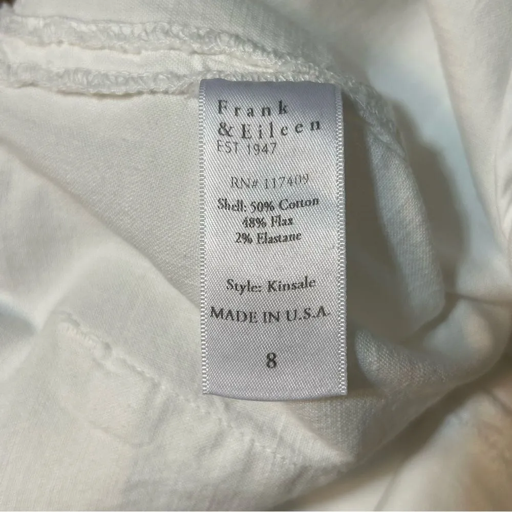 Frank & Eileen  Kinsale Italian Performance Linen Flax Pants in White Size 8 - Image 9