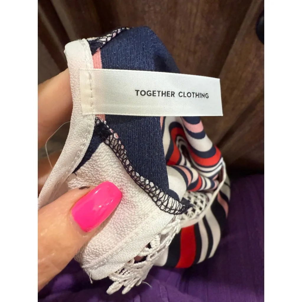 Women's Together Clothing Striped Tank Top S Navy Red White - Image 7