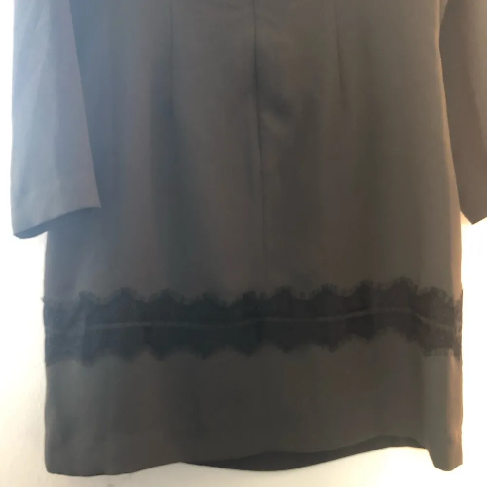 Ann Taylor Dress Lace Sheath Grey w/ Black Lace Sz 8 EUC Long Sleeve - Image 10