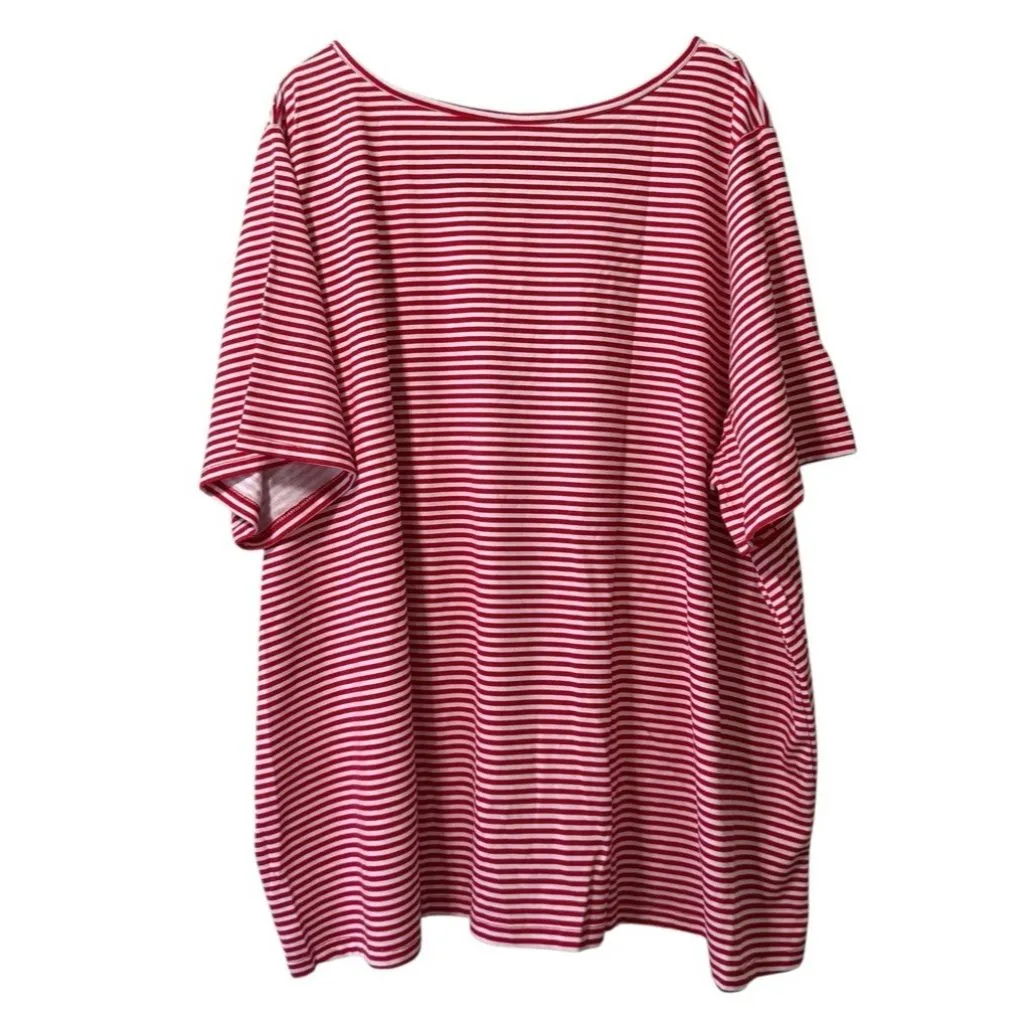 Woman Within Shirt Size 4X ‎ Scoop Neck-Embroidered 34/36 Striped Career Beach - Image 2