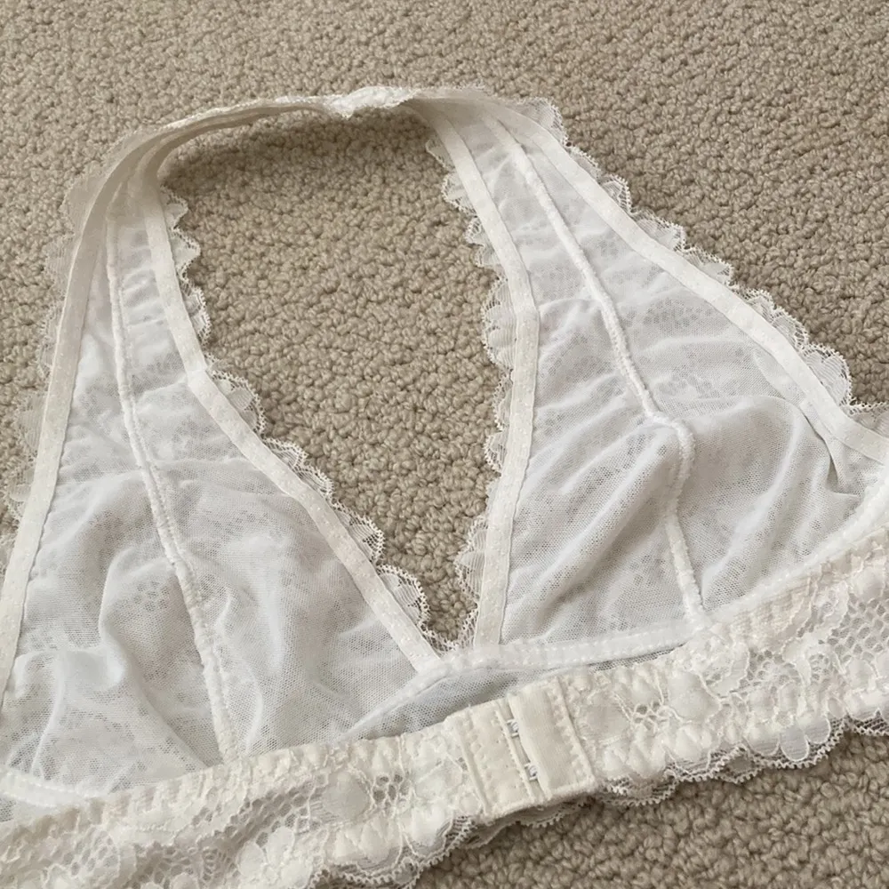 NEW Free People Intimately Bralette Halter Style Lacy White Cream Sheer S NWOT - Image 4