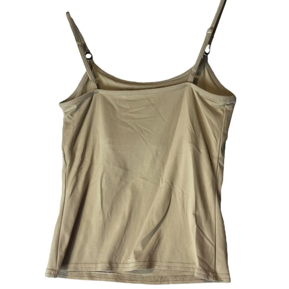 White House Black Market Women's S Beige Tan Tank Top‎ Sparkle Essential Casual - Image 3